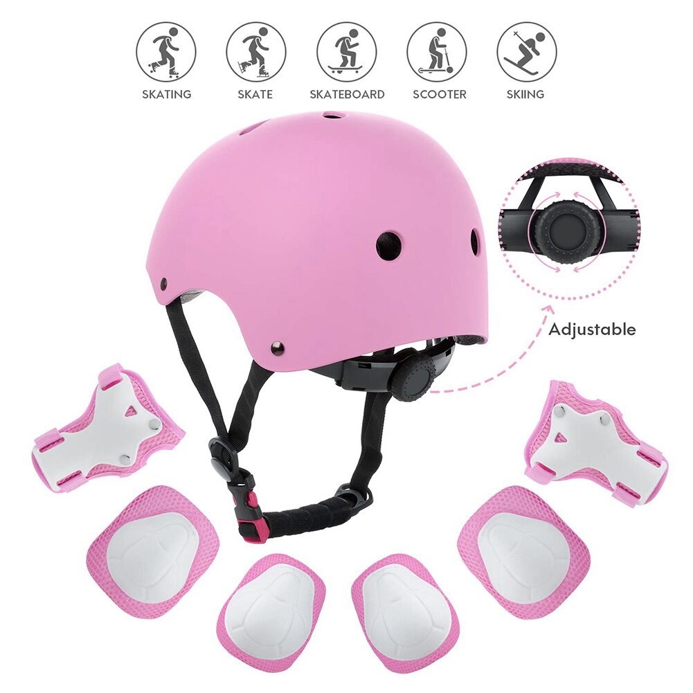 7pcs/set Cycling Roller Skating Protective Gear Pads Helmet Knee Elbow Wrist Guards Outdoor Sport Safety Protector for Kids