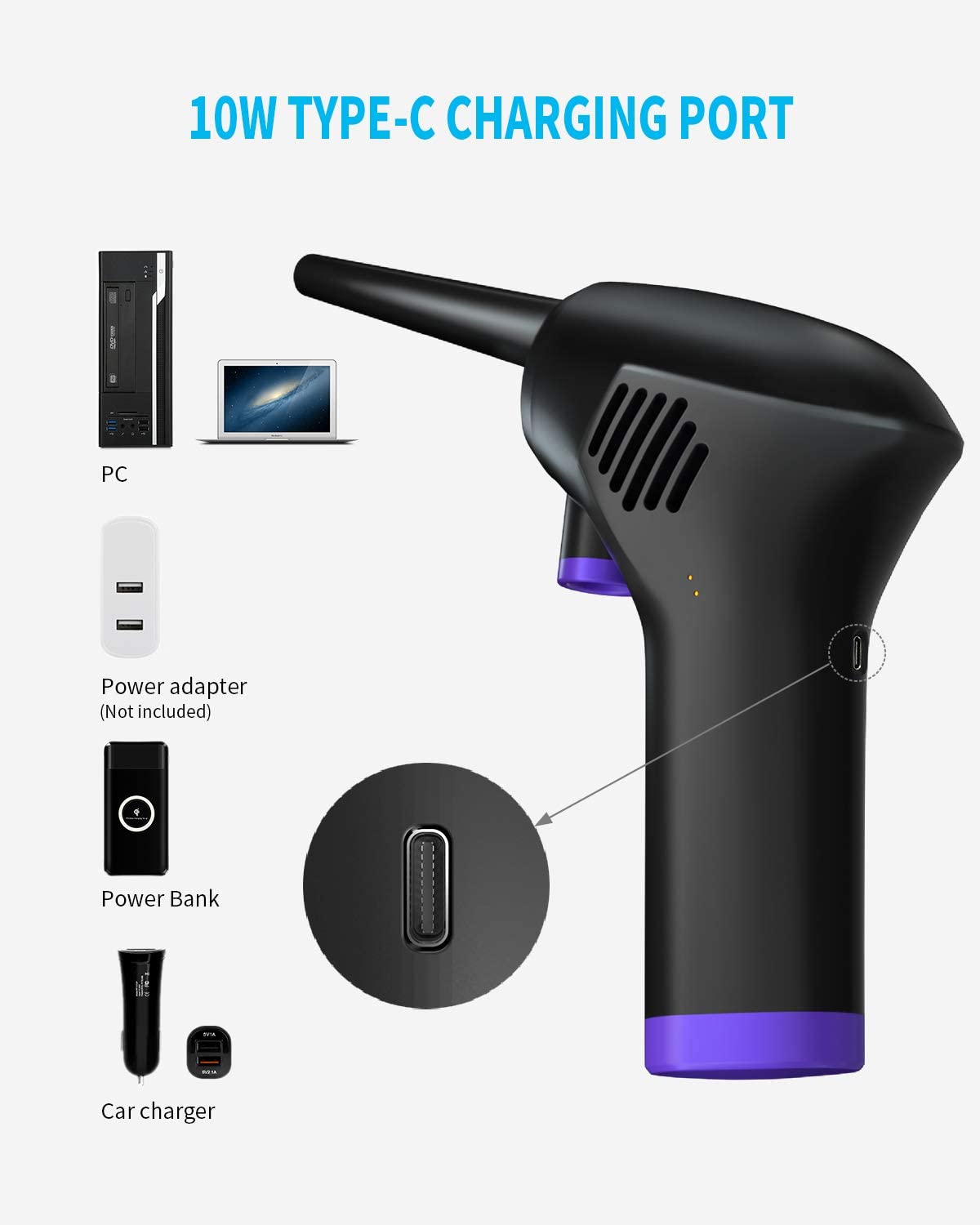 45000 Rpm Cordless Air Duster Compressed Air Blower Cleaning Tool Rechargeable Cleaner Blower For Computer Camera