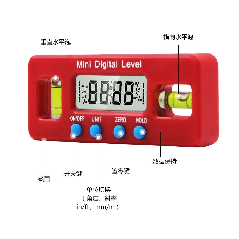 Mini Electronic Digital Display Level Instrument 100mm Intensive Magnetism Level Scale Inclinometer Angle Scale Digital Display