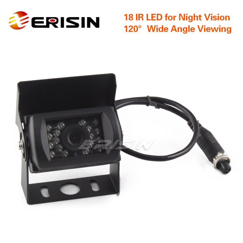 Erisin ES388-4 Auto/Truck Ccd Kleur Achteruitrijcamera 12V/24V 18 Ir Led