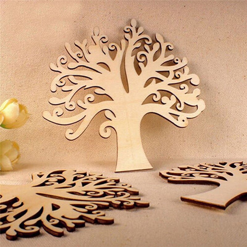 10pcs/pack Wooden Autumn Tree Craft Craft Blank Wedding Guestbook Decoupage Family Deocration Supplies