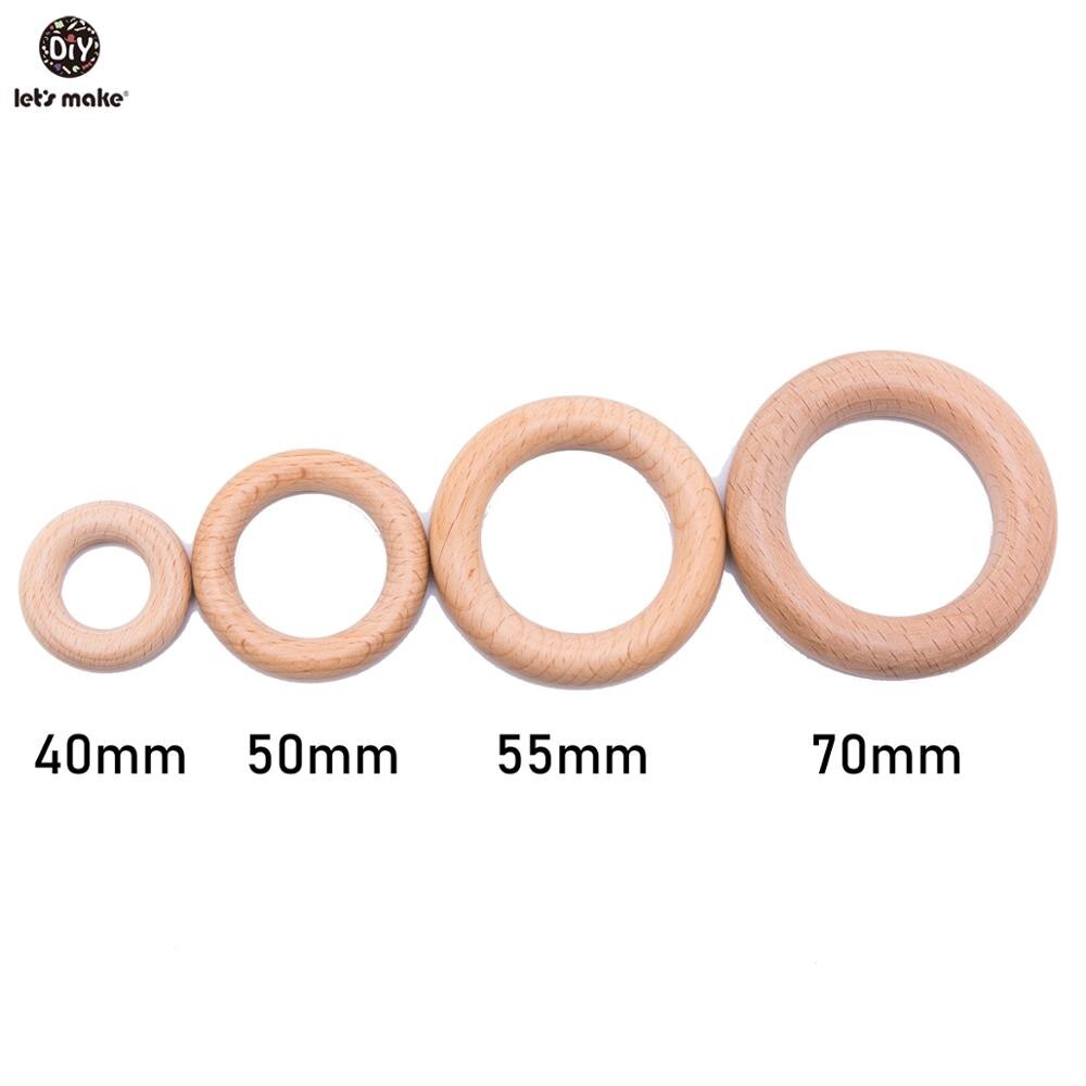 Let'S Maken Beuken Houten Bijtring Ring 50Pc 70Mm Baby Tandjes Houten Ambachten Speelgoed Voor Baby Rammelaars Hout Ring baby Bijtring Kinderwagen