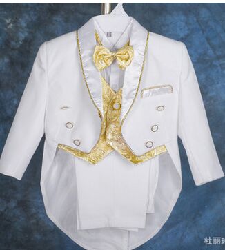Smart Gold Edge Boy's Wedding Party Suit/Boy's 5-piece Set Tuxedo/Flower Boy's Dress 931A