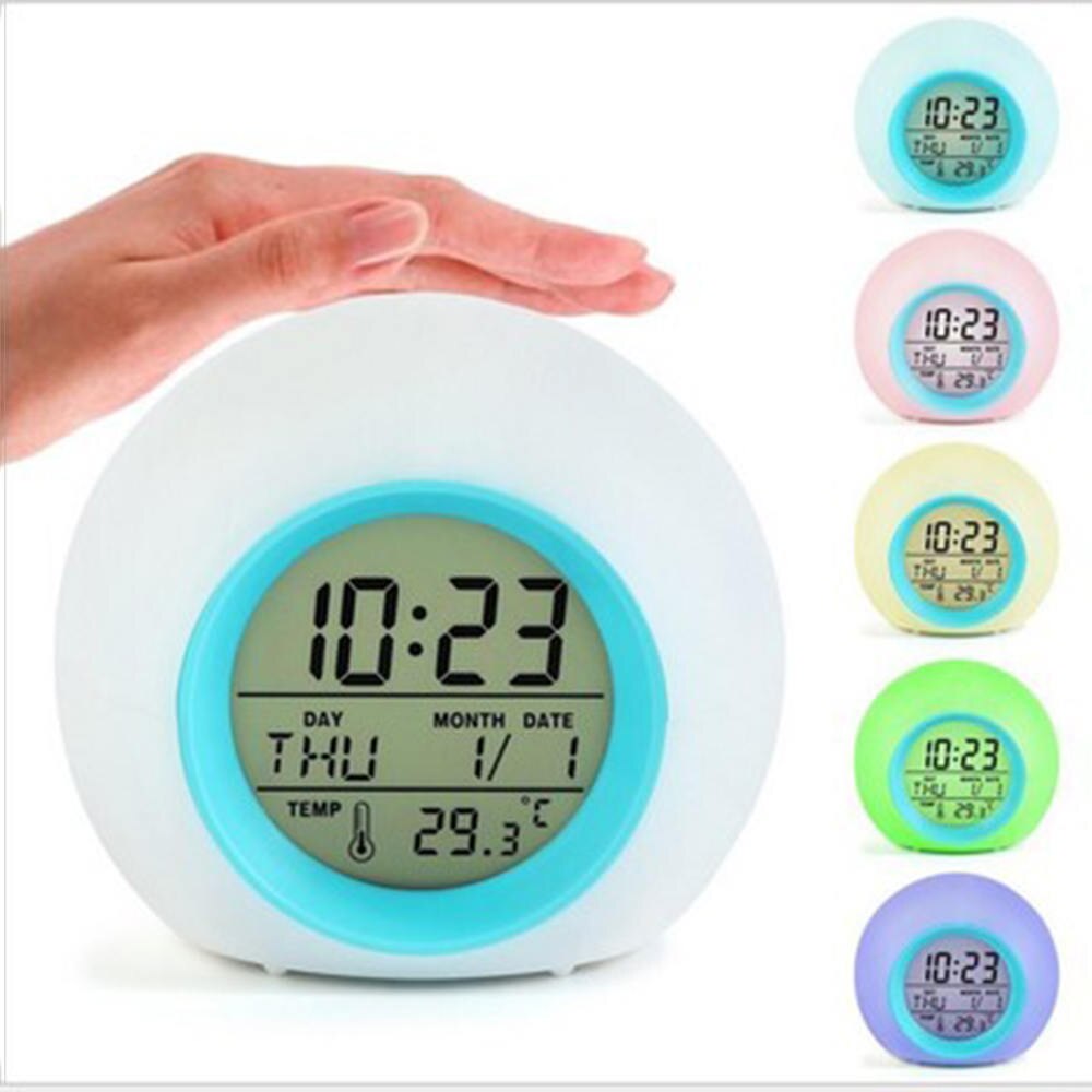 Round Colorful Alarm Clock Calendar Bed Ball Children's Alarm Clock Natural Sound Table Clock With Calendar Ball kids