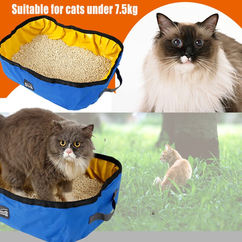 Caja de arena para gatos, bandeja para arena para gatos, para exteriores, plegable, portátil, para interiores, bolsa de arena para gatos, inodoro de entrenamiento para gatos