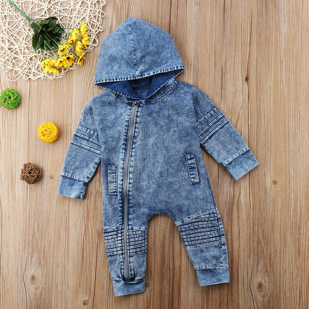 Pudcoco-Pelele vaquero con cremallera para niños, mallas, trajes: 24 meses