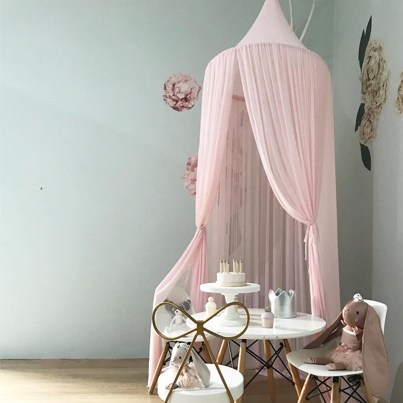 Kid Bed Canopy Bedcover Mosquito Net Curtain Round Tent Baby Room Decoration Mosquito Net Canopy Baby Bed Room Tent Baldachim: Pink
