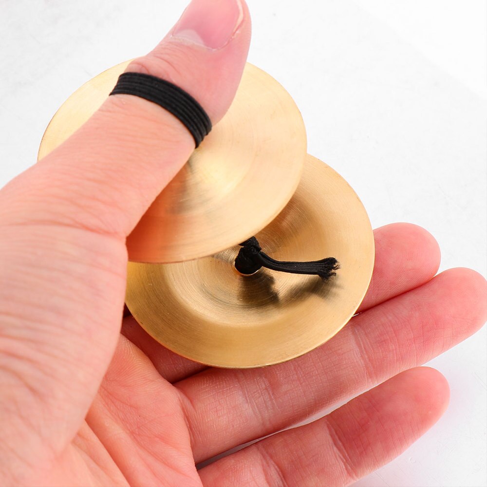 Instrumentos musicales para danza del vientre, platillos para dedos de cobre de percusión, accesorios de baile, instrumento de percusión (dorado), 6 uds.