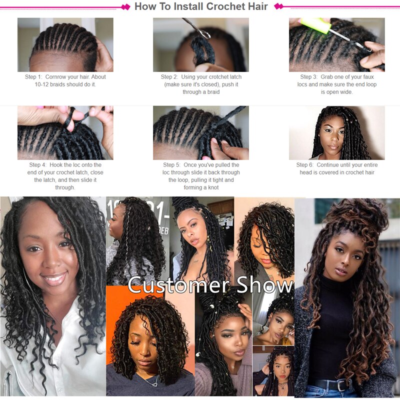 Luxury for Braiding 14" 18" River Goddess Locs Crochet Synthetic Braiding Hair Extensions Ombre Brown Faux Locs With Curly Hair