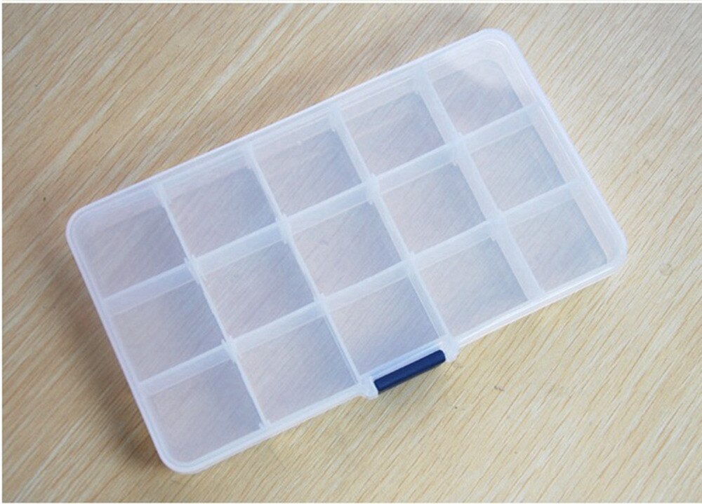 15 Slot Clear Plastic Adjustable Tool Box Case Craft