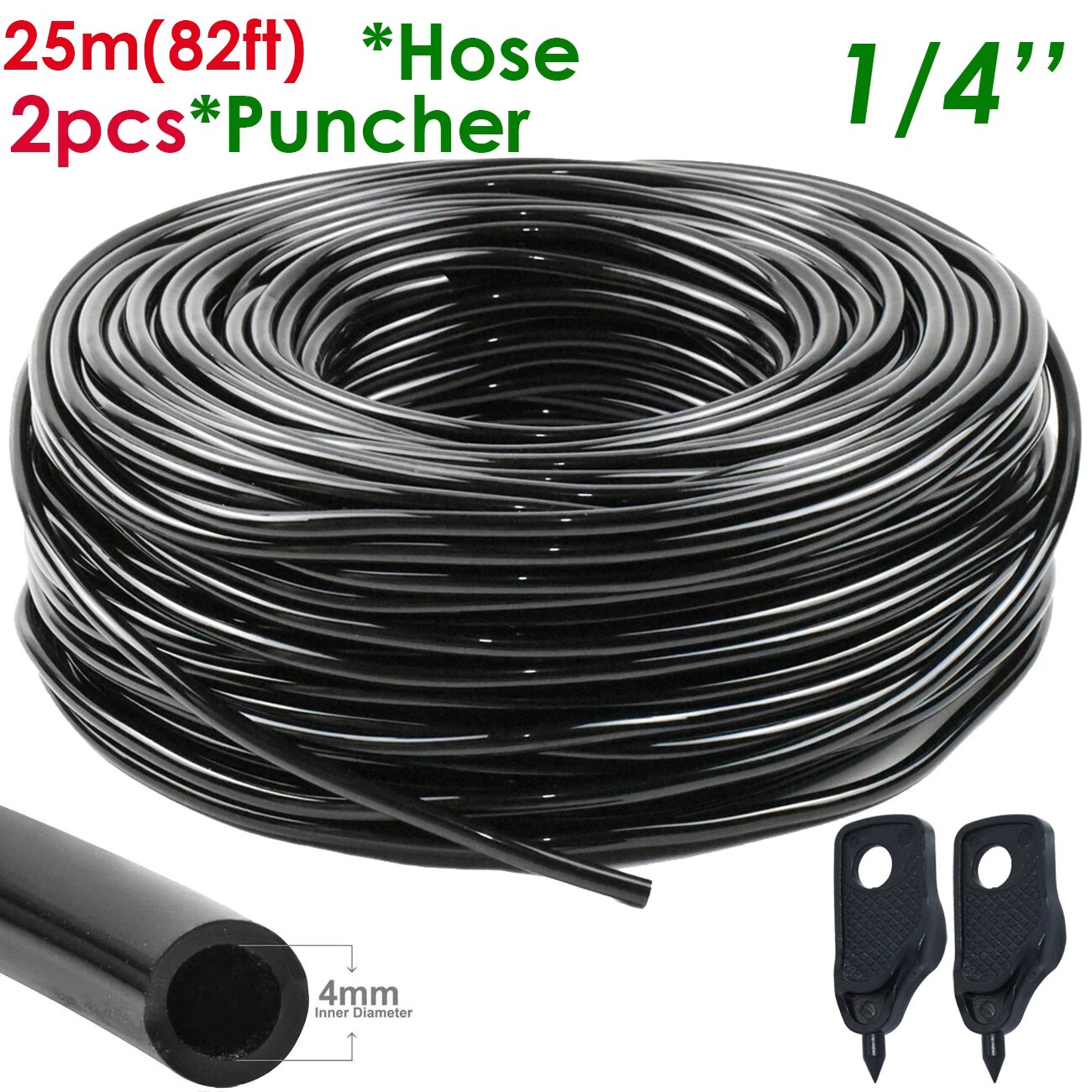 KESLA 10m-30m Garden Watering Hose Pipe 4/7mm w/ 2pcsHole punchers fit Drip Irriagtion Watering Kit System Greenhouses Balcony: 25m(82ft)