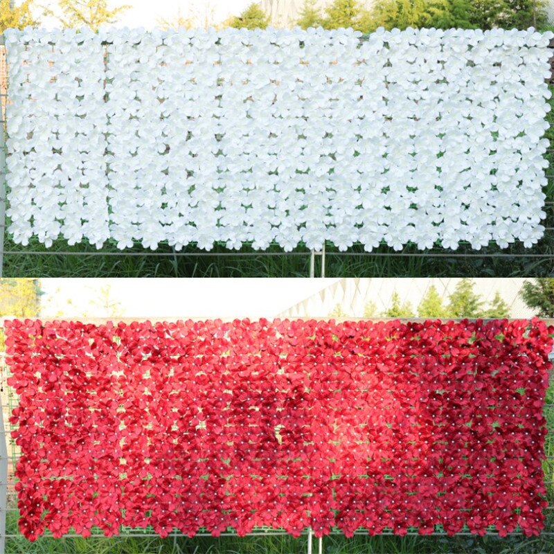 Valla de flores artificiales de 1M, enrejado de pared para paisajismo, pantalla de valla de privacidad para jardín al aire libre, patio trasero, balcón, decoración de setos