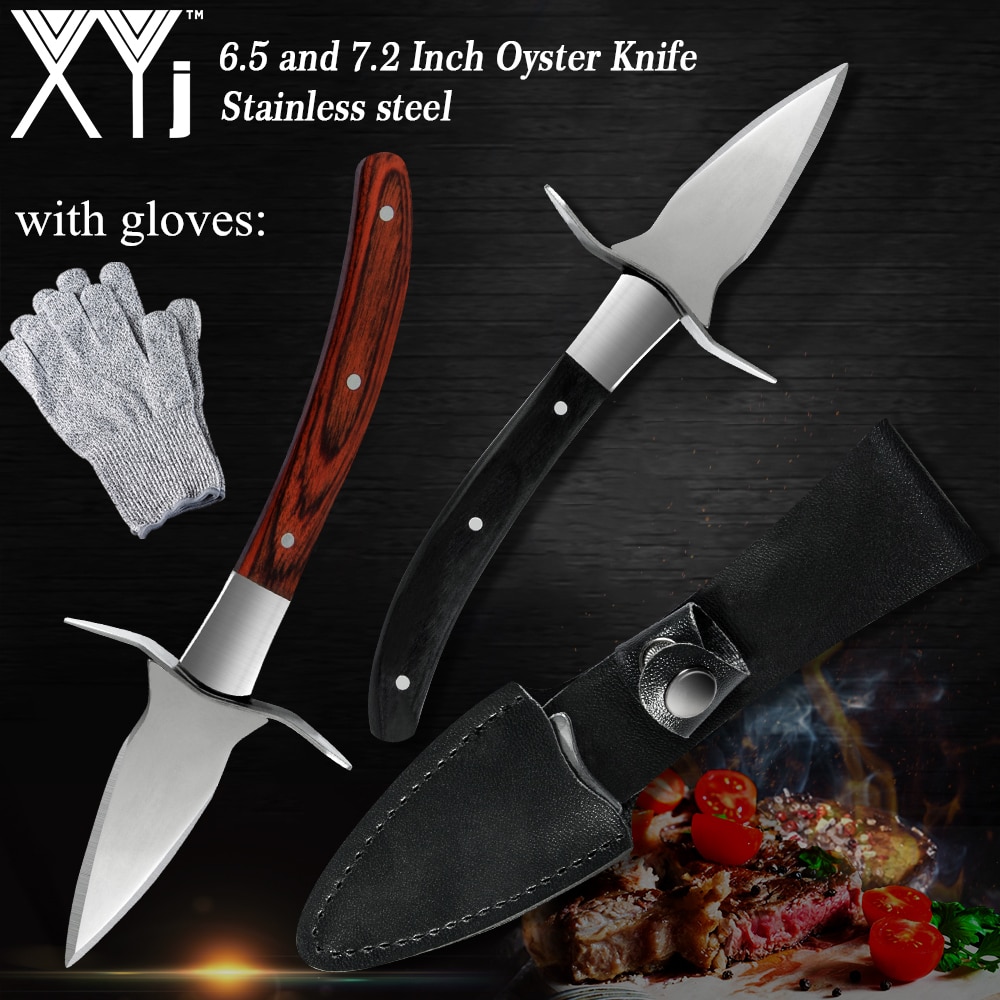 XYj Auster Messer einstellen Leder Messer Abdeckung Handschuhe Hülse Auster Öffnung Werkzeuge Messer Meeresfrüchte Multi Verwenden Stahl Hebeln Messer Schwarz braun