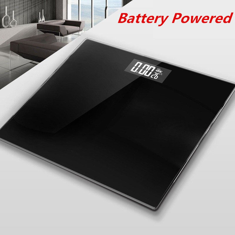 Floor Weegschalen Badkamer Lichaamsvet Schaal Glas Elektronische Smart Weegschalen Usb Opladen Lcd Display Body Wegen Digitale Weegschaal: Black-Battery