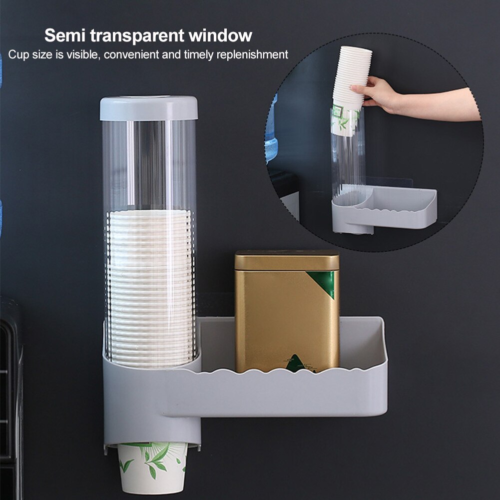 Organisator anti støv hjemmekontor pull type køkken disponibel kop dispenser automatisk vægmonteret med opbevaringsholder abs