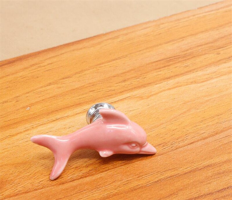 Colorful Ceramic fish Dolphin Cabinet Knobs Door Pull Handles Cupboard Drawer Wardrobe Furniture Handle Knobs: C