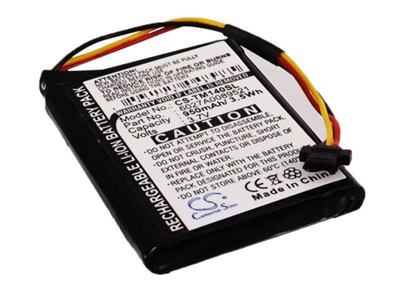 Cameron Sino 950mA Battery for TomTom One 140S,One 140S US 6027A0089521,AHA11110005,FMB0932008731,P2,VF65,VF6D,VF6S