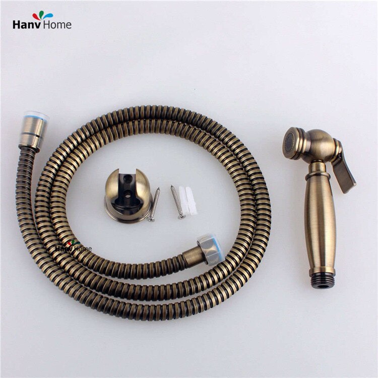Antieke Badkamer Bidet Kraan Wc Bidet Douche Set Draagbare Bidet Spray & Messing Douche Houder En 1.5 M Slang Handheld bidet