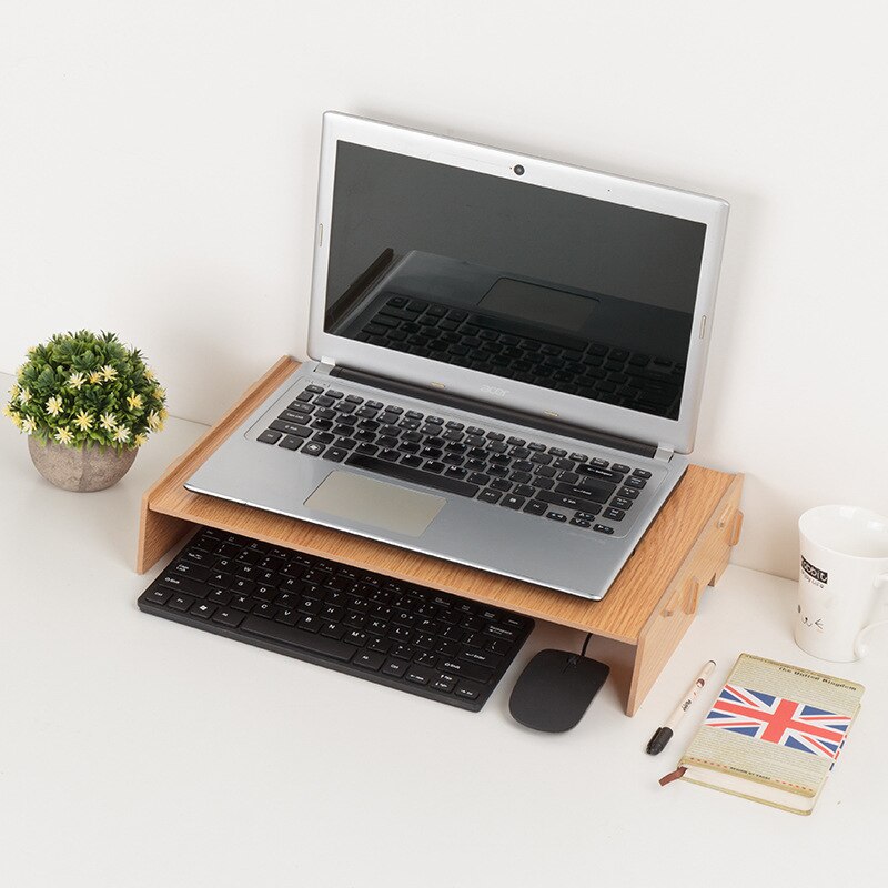 Wood Assembly Laptop Riser Simplified Table Storage Shelf for Computer DIY KeyBoard Organizer Monitor Stands Screen Bracket