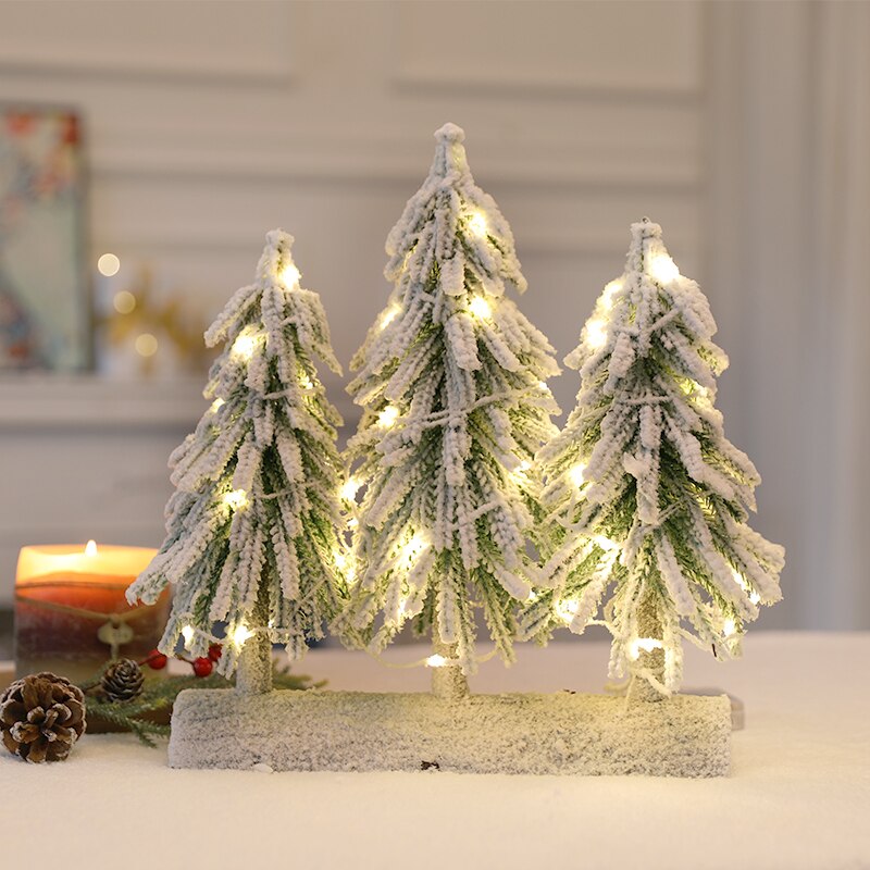 Artificial mini white luminous Christmas tree home desktop Christmas decoration wedding scene atmosphere layout tree lamp light