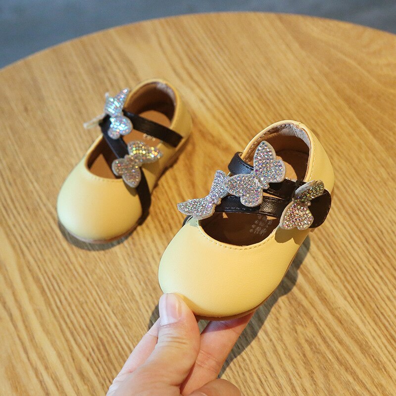 Prinses Schoenen Vlinder Pailletten Baby Zachte Bodem Schoenen Meisje Baby Lederen Schoenen