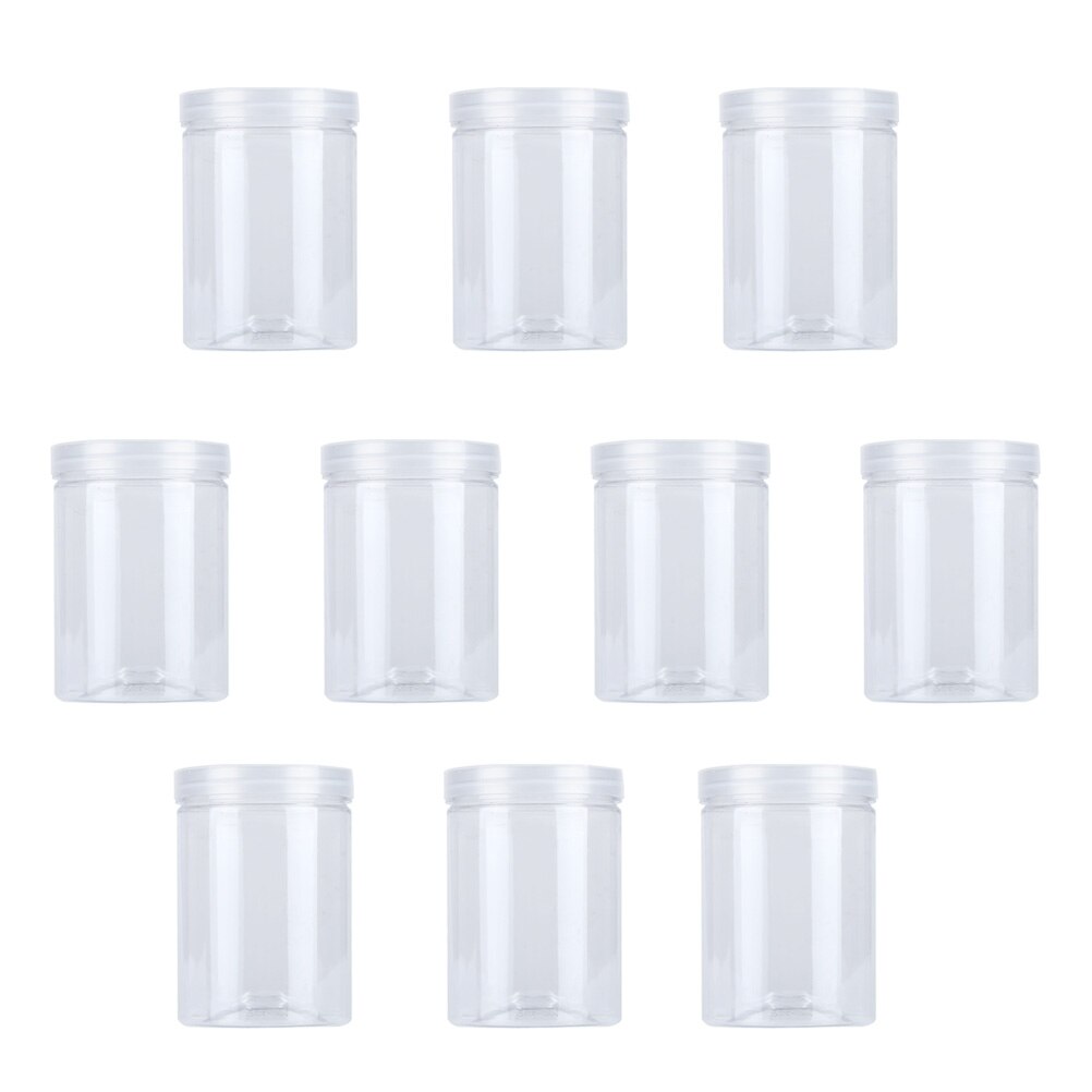 Tarro de plástico transparente para alimentos, lata sellada para cocina, recipientes de aperitivos para galletas, té perfumado, 10 Uds., 500ml