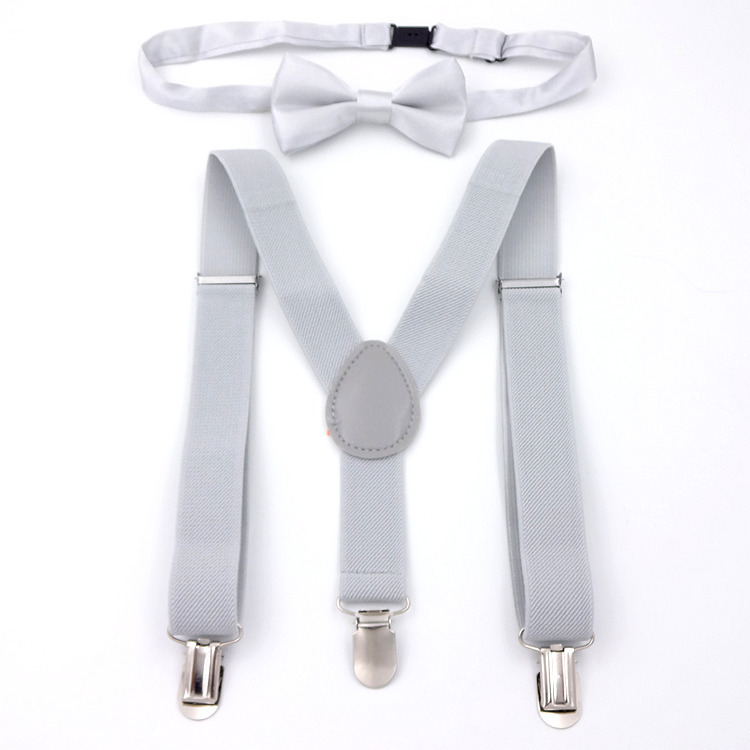 Suspenders with Bowtie Men Bow Tie Set Mens Braces Womens Adjustable Suspenders Pants Wedding Ties Accessories: Gray