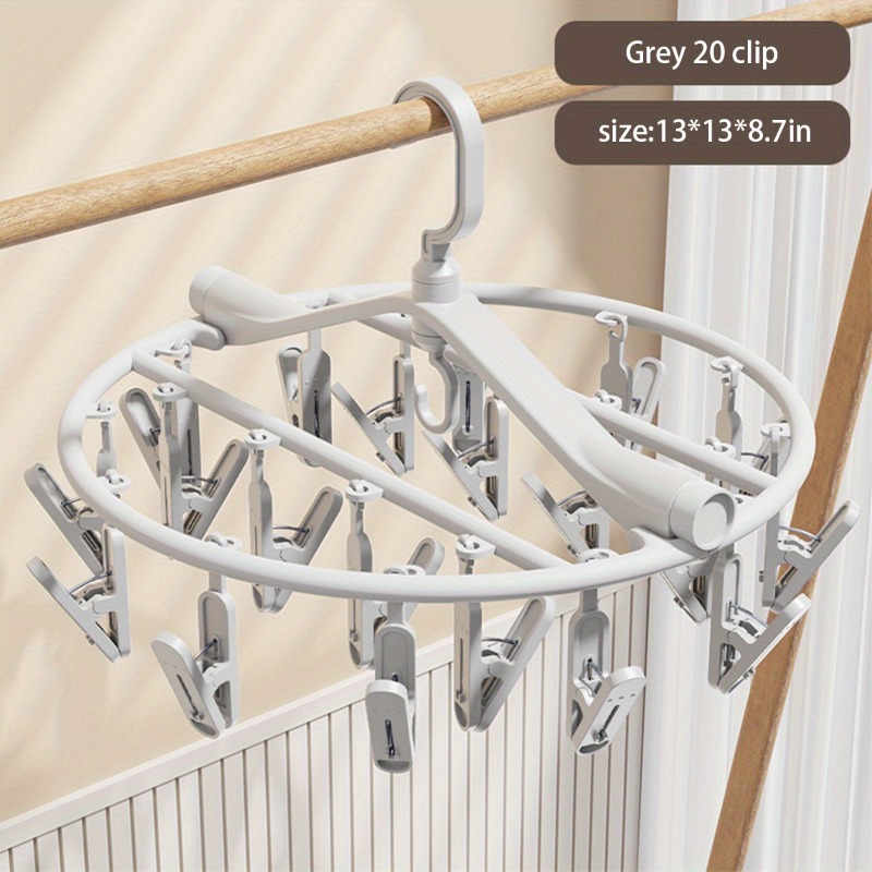 Wäscheständer mit 20/24 Clips, multifunktionaler, winddichter Sockenclip für Höhle Haushalt, Wäscheständer, Wäscheständer, Kleiderständer: Grau / 24