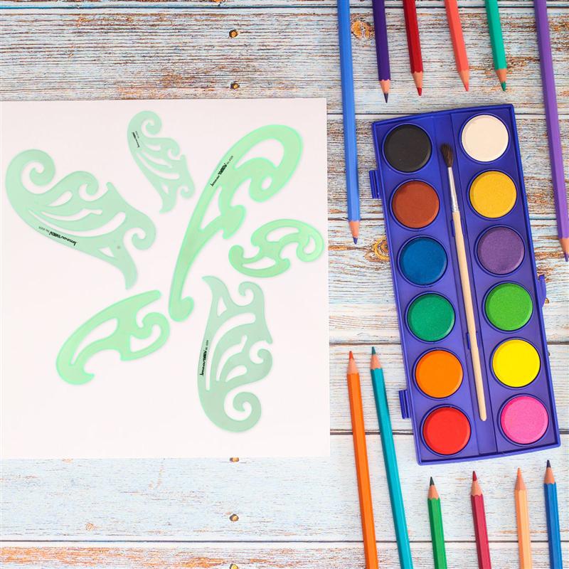 6Pcs Drawing Template Stencil Geometric Stencils Multiple Shapes Drawing Tools Multifunctional Drawing Ruler