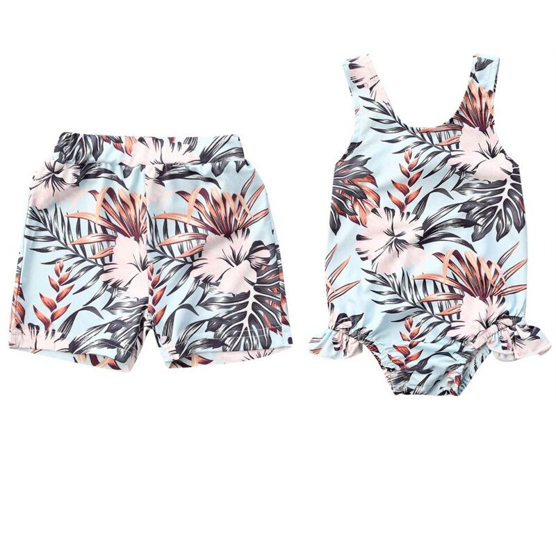 Zomer peuter kinderkleding jongen meisje badmode mouwloos bloemenprint romper jumpsuit jongen shorts zonnepak