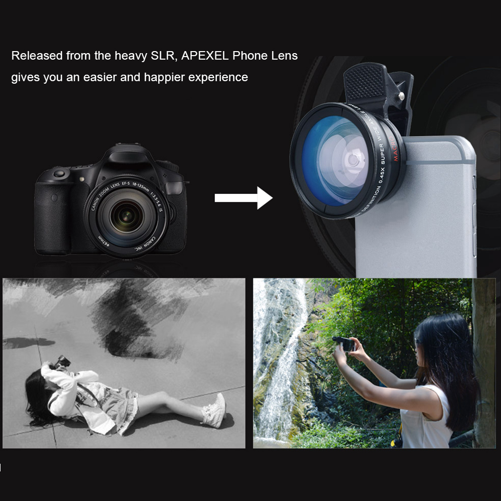 2 In 1 Telefoon Lens 0.45X Groothoek Macro Fisheye Lens Voor Iphone Samsung Xiaomi Telefoon Camera Lens Kits Met clip Fish Eye Lens