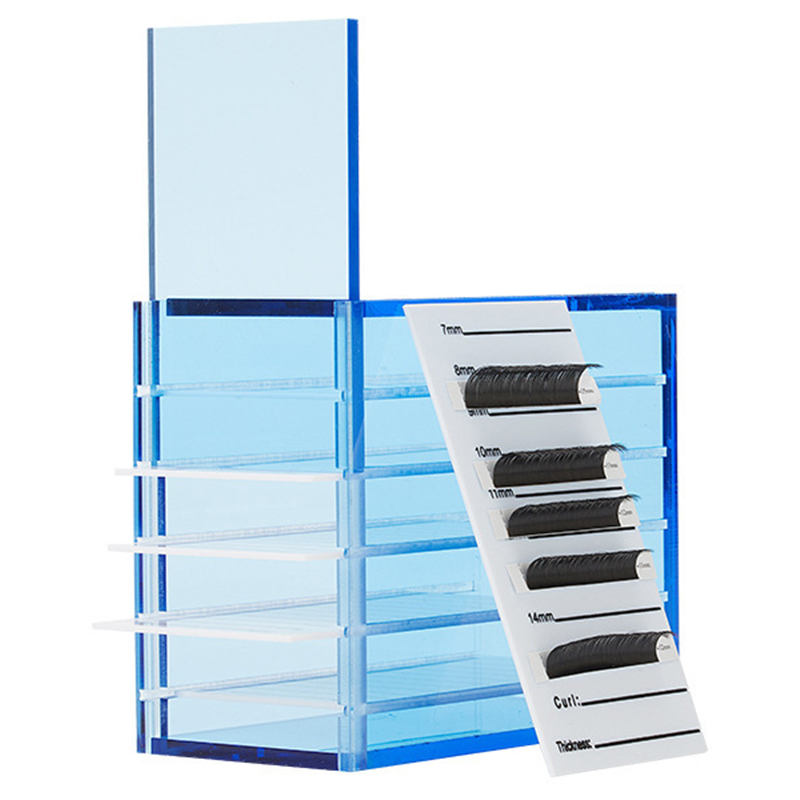 Caja de almacenamiento de extensiones de pestañas, paleta acrílica de 5 capas, organizador de pestañas, soporte de exhibición, suministros de herramientas de maquillaje, 1 Uds.: Castaño