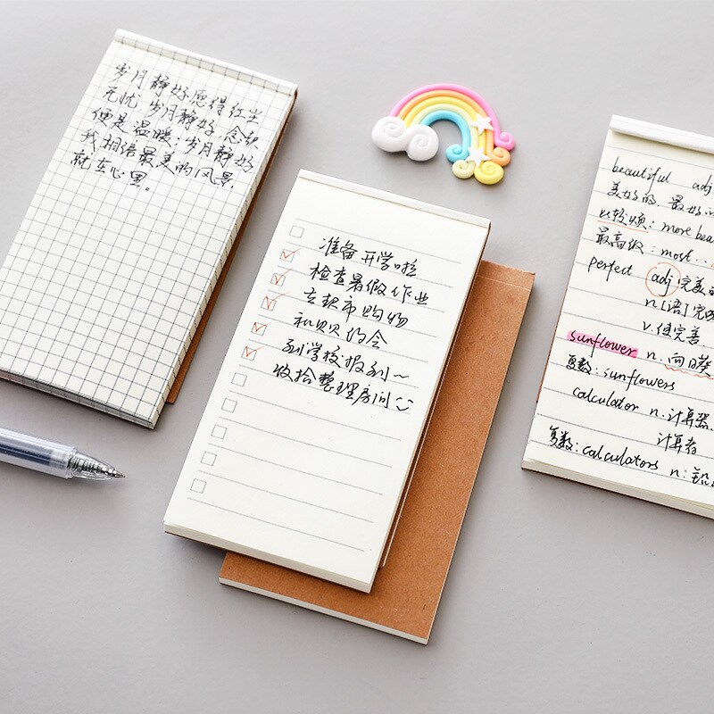 Kraft Paper Strip Notepad Horizontal Mesh Simple Portable Plan Notebook Tear Notepad Retro Stationery Memo