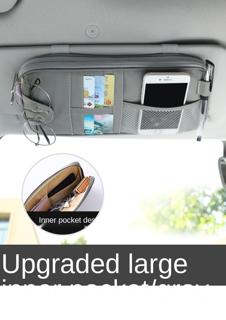 Automotive Sun Louver Storage Multifunctional inside the Car Glasses Clamp Card Buggy Bag Card Package Bill Document Bag: i