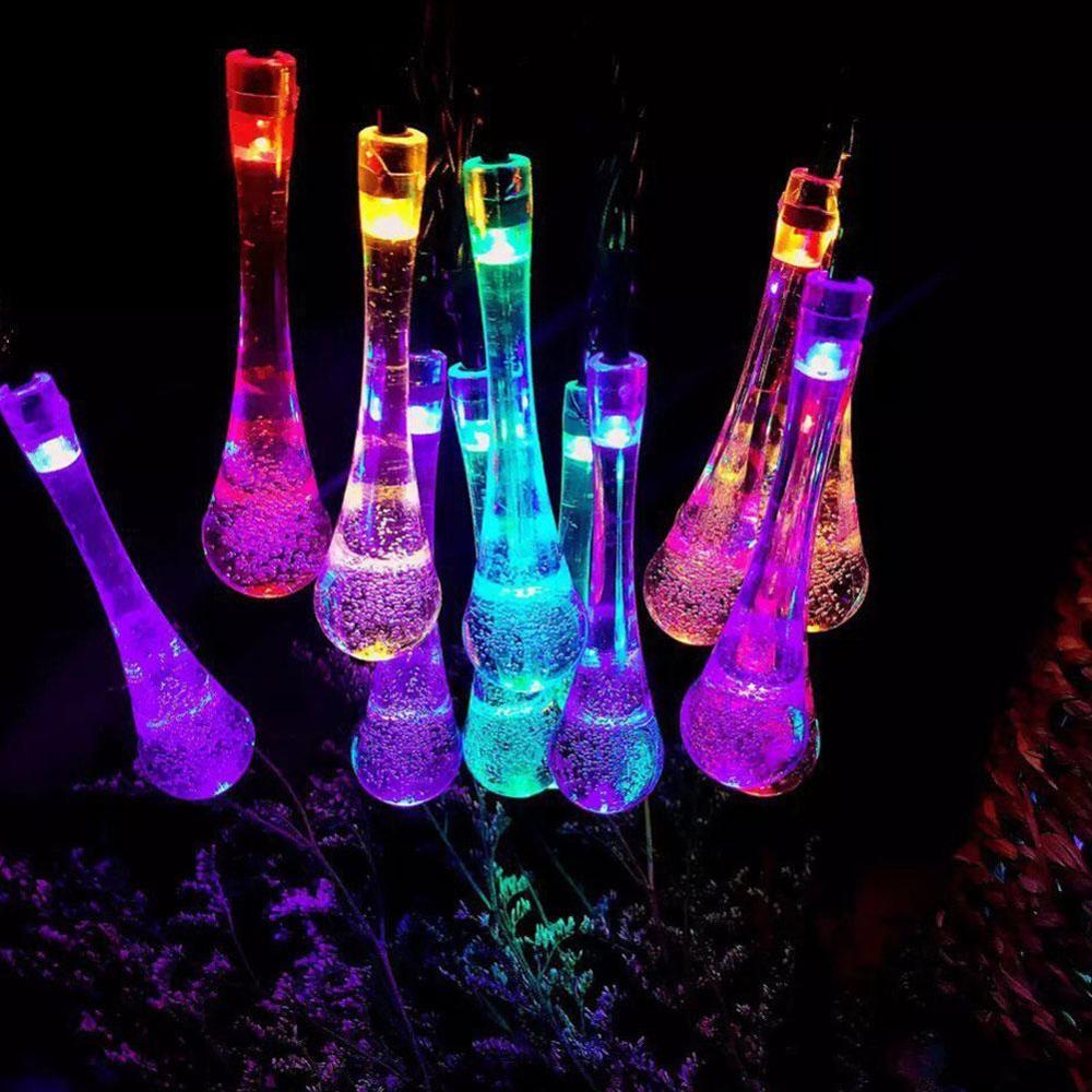 Guirnalda de luces solares para jardín, 30 luces LED DIY impermeables para Navidad, de jardín al aire libre, cadena de luces para gota de agua