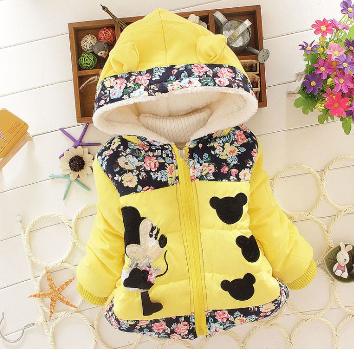 Tjejer vinterjacka parkas baby tjejer julkappa kläder ytterkläder barn kappa barn söta värmande kläder 2-4 år: Gul / 2t