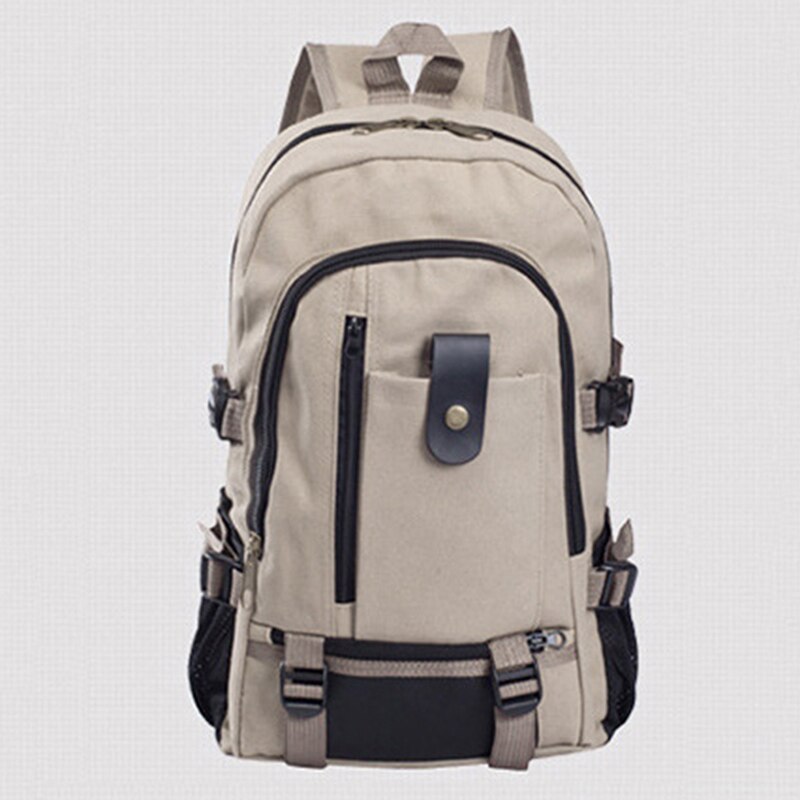 Masculino lona mochila lazer viagem vintage moda portátil mochila funcional computador versátil masculino sacos: Light Khaki