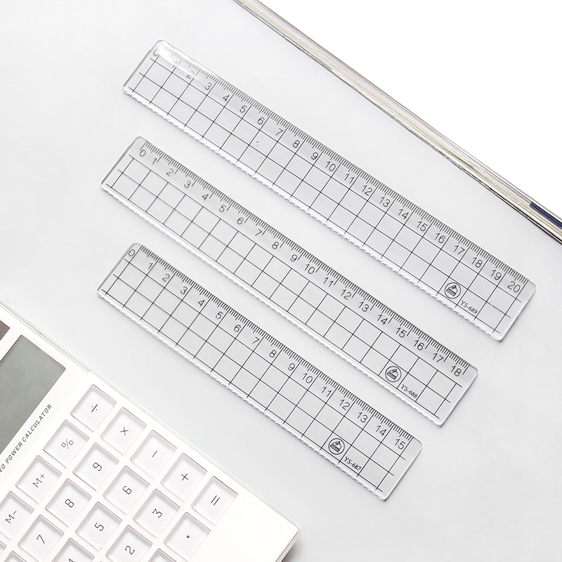 1pcs Simple 15cm 18cm 20cm Transparent Acrylic ruler square ruler Measuring tool stationery drawing supplies
