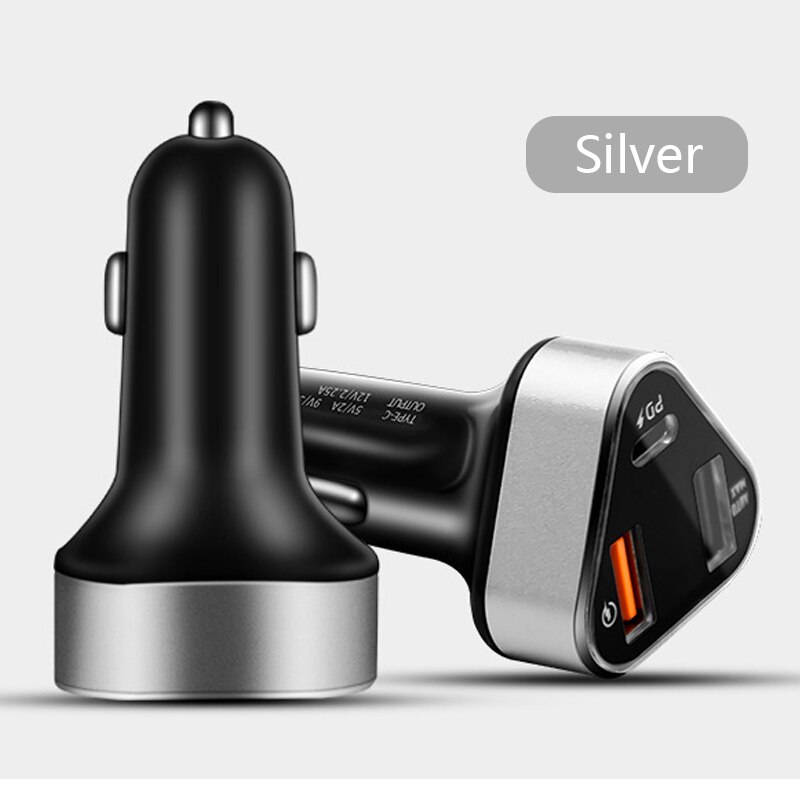 Pd/QC3.0/BC1.2 Sigarettenaansteker 12V Auto Socket Snel Opladen Splitter Aansteker Oplader Voor Apple/samsung/Huawei/Xiaomi: 1x Car Charge Silver