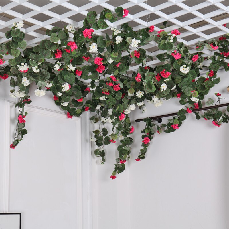 180cm silke begonia rose vedbend blomst vin kunstige blomster rattan til bue bryllup hjemme fest baggrund dekoration væghængende snor