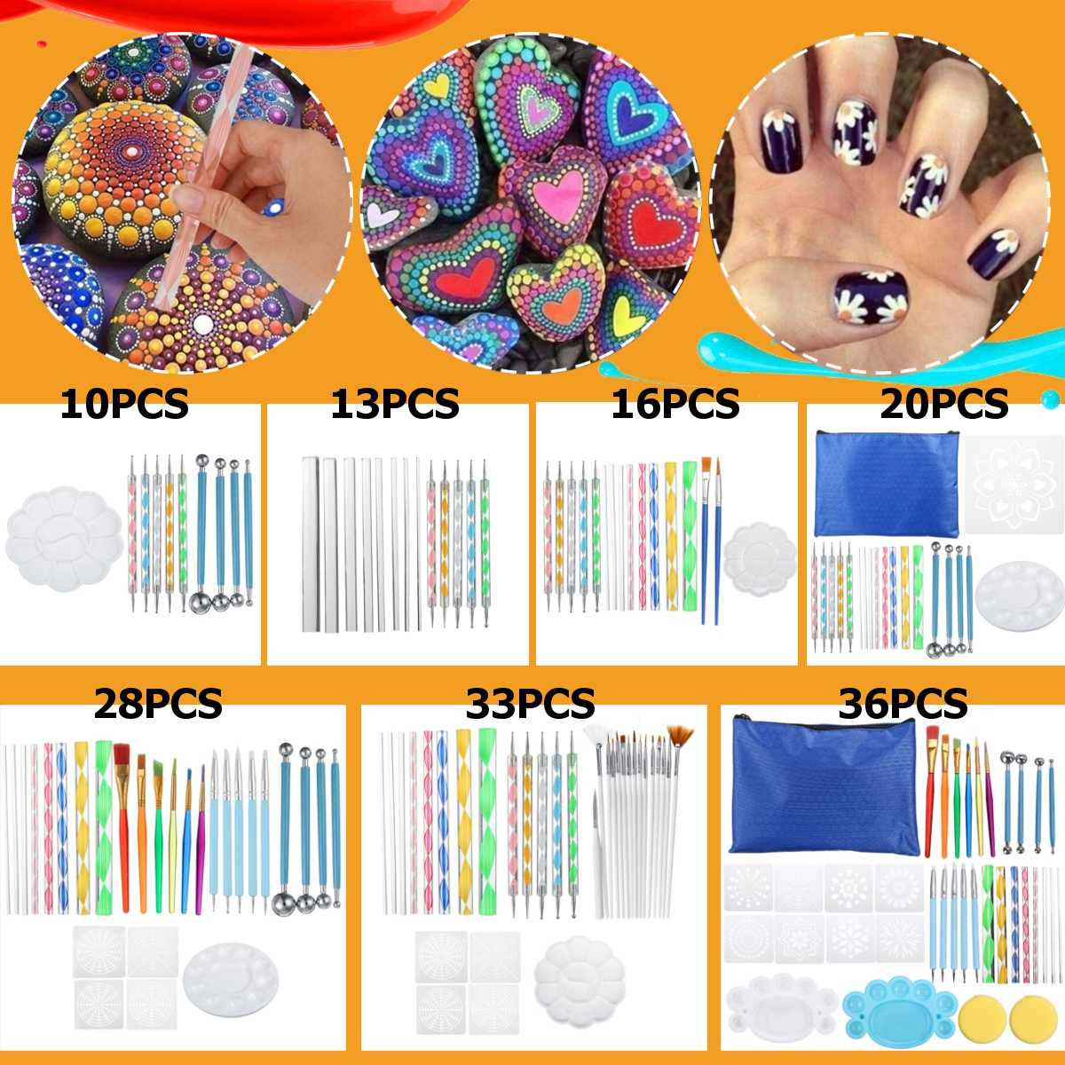 Juego de punteo de Mandala para pintura de rocas para mujer