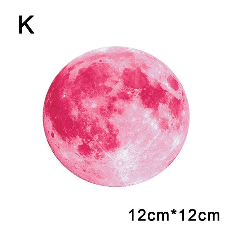Ästhetische 3D Luminous Glow In The Dark Moon Wand Aufkleber Abnehmbare Dekoration Fluoreszierende Aufkleber Mond Wand Hause Zimmer: 12cm pink