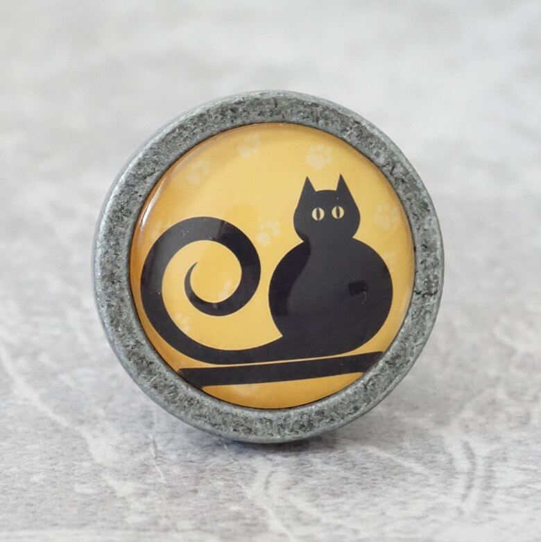 Gato preto bonito puxadores gaveta do vintage puxa puxadores crianças puxadores feitos à mão animal armário puxa puxadores de armário de cozinha ferragens