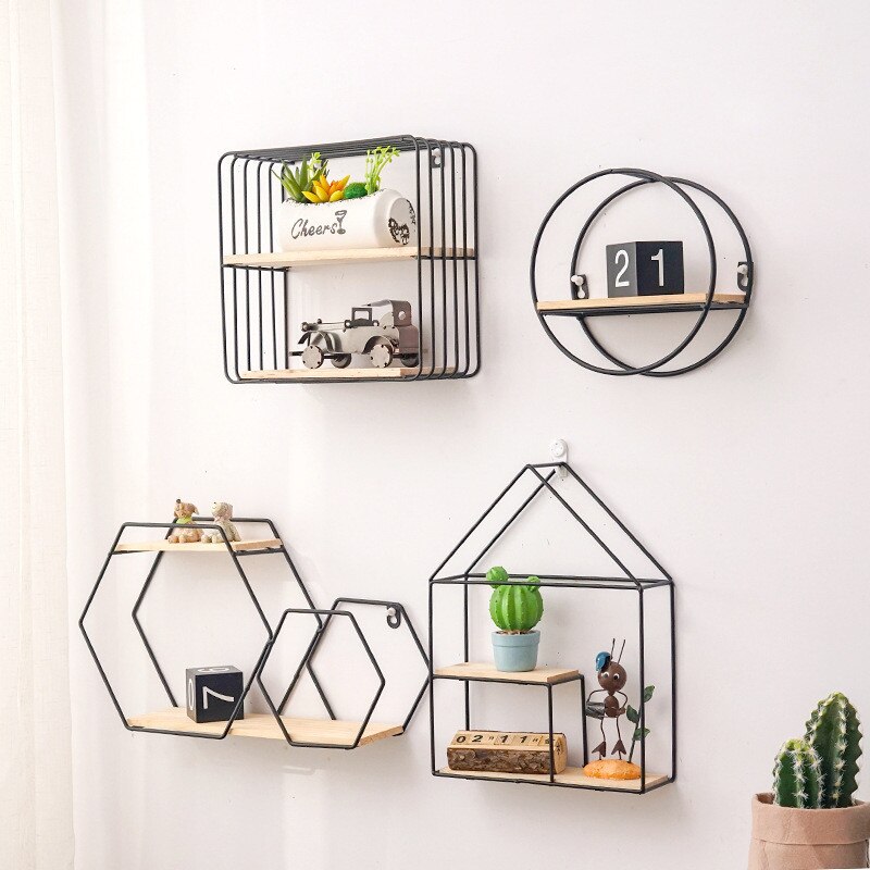 Best Wooden Gold Storage Racks Hanging Decor Storage Box Flower Pot House Storage Rack Wall Book Figurines Display Craft Shelves
