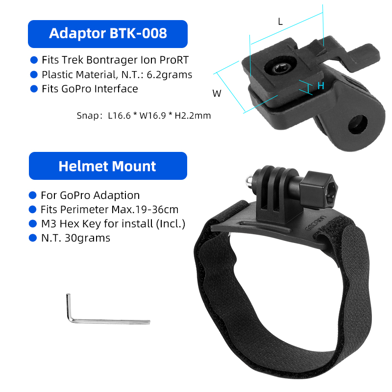 Adaptor for Trek Bontrager Ion Prort Fits GoPro Adaption Bicycle Headlight Stand Handlebar Stem Fork Helmet Saddle Mount: Light Grey