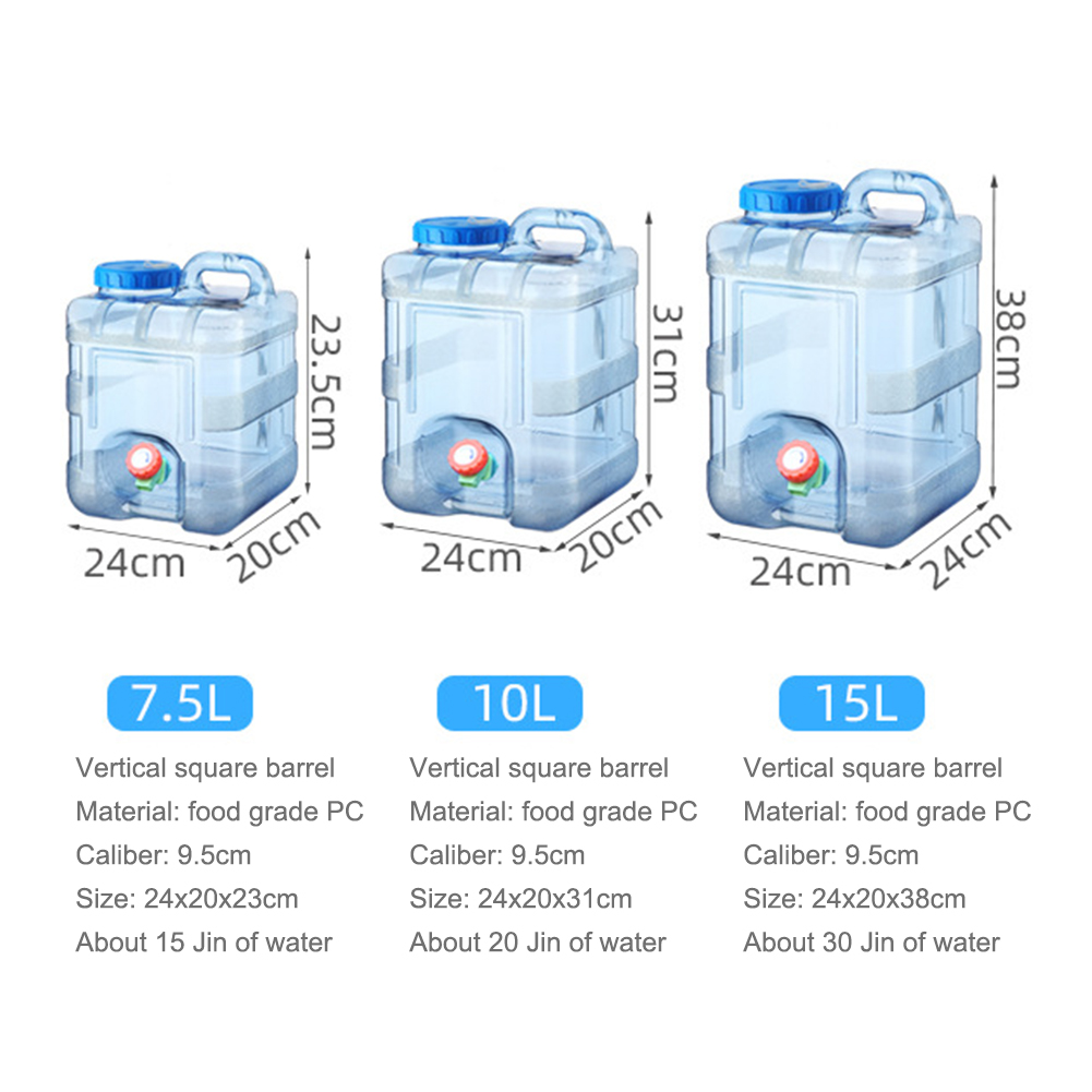 5/8/10//12/15L Portable Water Bucket Driving Pure Water Tank Container with Faucet for Outdoor Camping Cooking Picnic Hiking