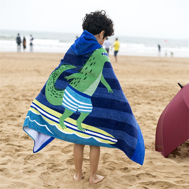 Baby Kids 127*76CM Dinosaur Hooded Towel/Boys Girls Mermaid Cotton Beach Bath Towel/Children Cartoon Animal Cloak Bathrobe