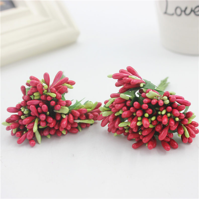 20 unids/lote Meautiful Mora estambre flor Artificial de varilla de alambre/boda Caster decoración de boda DIY flores: mei red