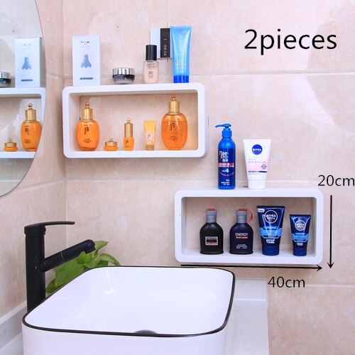 Bathroom Corner Shelf 2 Layer Wall Hanging Vanity Cosmetics Storage Racks Bathroom Organizer Shower Caddy Rack Shampoo Holder: 40cmx20cm 2pcs