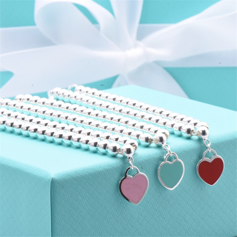 100% 925 sterling silver love bracelet, superb craftsmanship, classic miniature original jewelry